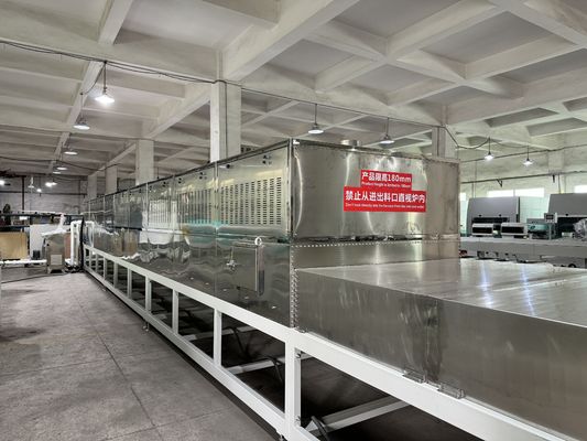 建築パネル（石膏、セメント繊維板）の迅速硬化のための連続マイクロ波乾燥ライン