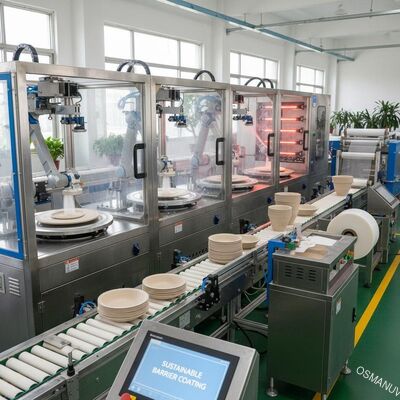 防水バリア生分解性包装材生産のための持続可能なパルプ食器用スピンコーティングライン