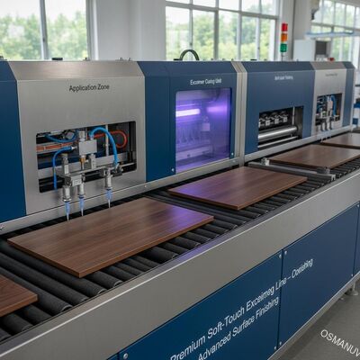 木製パネルのためのプレミアムソフトタッチエクシマーコーティングライン