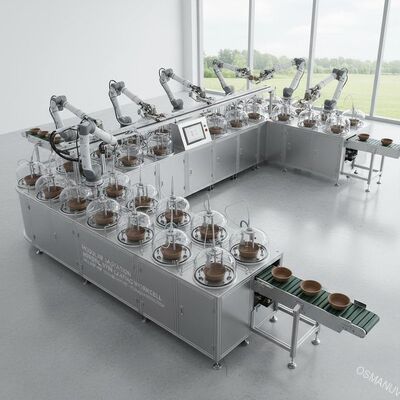 模型の24ステーションロボットスピンコーティングワークセル 鋳造パルプ内部コーティング 柔軟な生産