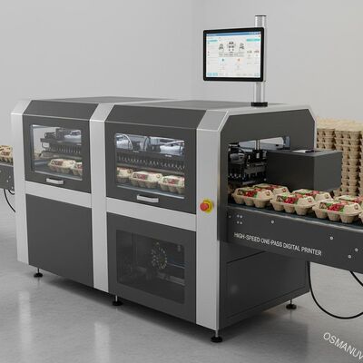 パルプモールド成形パッケージへのインライン高解像度印刷用高速ワンパスデジタルプリンター