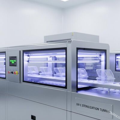 透明食品包装の高速消毒のための線形UV-Cトンネル