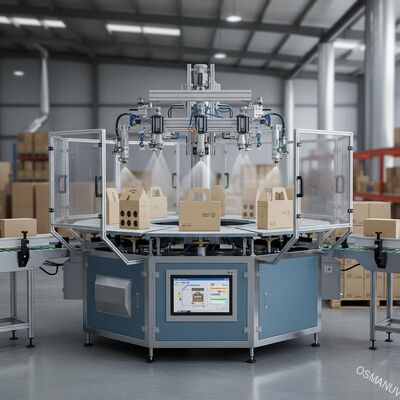 高速ロータリーテーブル自動スプレーヤー（工業用包装箱用）（ワイン用発送箱＆電子機器）- カスタムコーティングライン