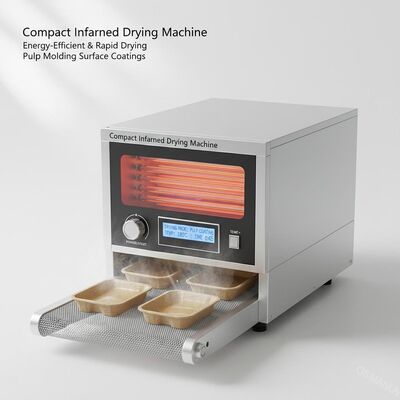 コンパクト赤外線乾燥機 | パルプモールドの表面コーティングを省エネ&高速乾燥