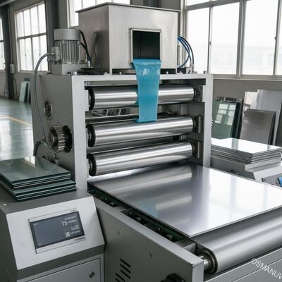 大型パネル、金属板、ガラスへの均一コーティング用高速精密二ロールコーター