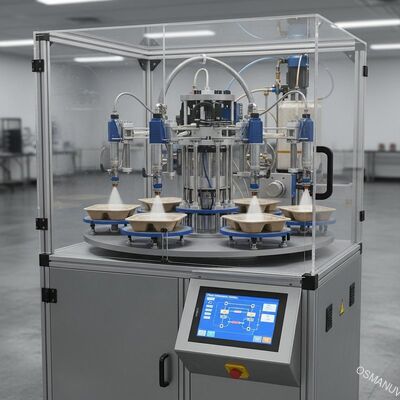 成形パルプ食品包装用精密6ポジション回転コーティングシステム - 均一な膜厚制御