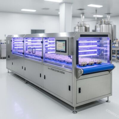食品グレードパルプ成形包装用高速UV光殺菌トンネル - コンベア式インラインシステム
