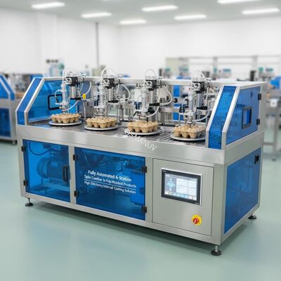 Fully Automated 6-Station Spin Coating Machine for Pulp Molded Products - High Efficiency Internal Coating Solution