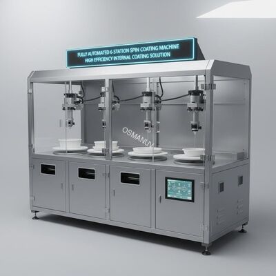 Fully Automated 6-Station Spin Coating Machine for Pulp Molded Products - High Efficiency Internal Coating Solution