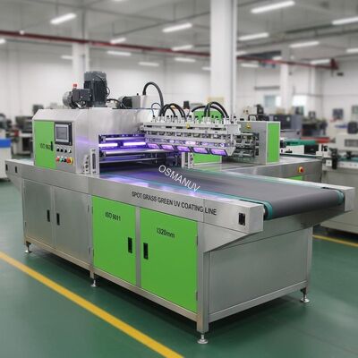 Spot Grass Green UV Coating Line / Auto Print Uv Machine ISO9001 1320mm