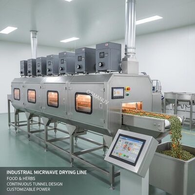 Industrial Microwave Drying Line for Food & Herbs – Continuous Tunnel Design with Customizable Power

