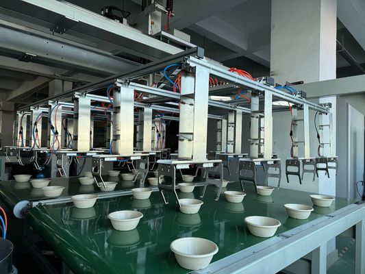 パルプモールド食品容器用24ステーション高速スピンコーティング防水ライン