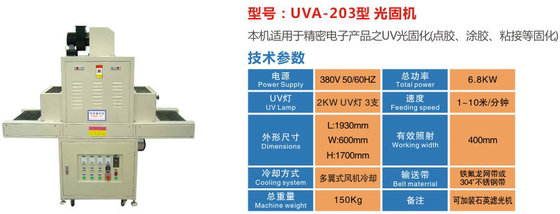精密電子プロダクトのための強制風の冷却の紫外線治癒機械380V