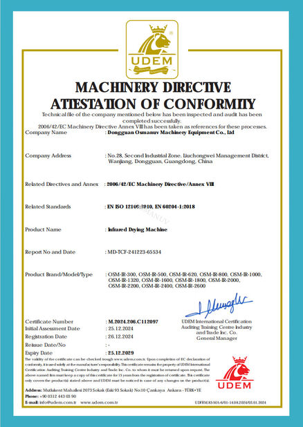 中国 Dongguan Osmanuv Machinery Equipment Co., Ltd 認証